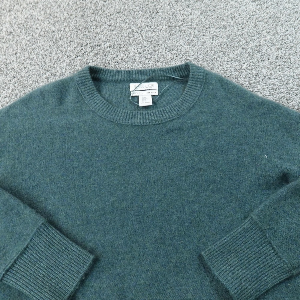 Rachel Zoe Sweater Womens XS Green Cashmere Crewneck Knit Pullover Soft Cozy